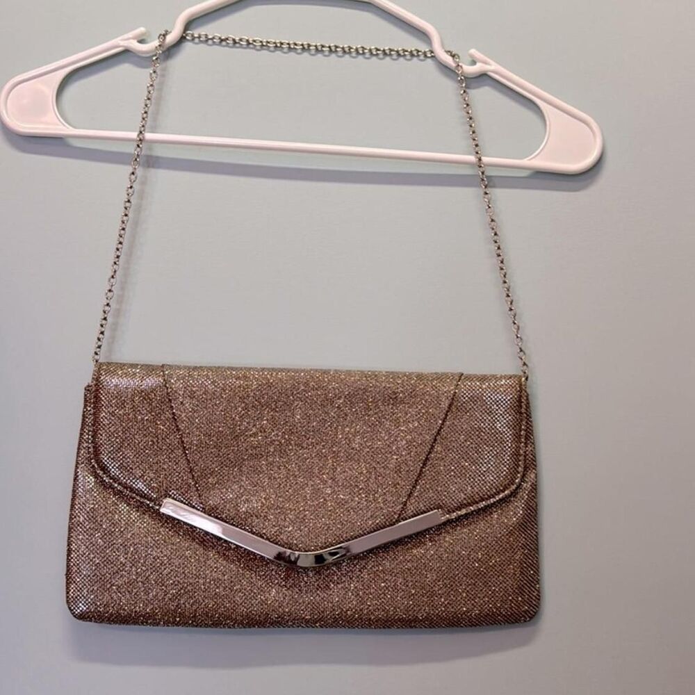 Vintage Jessica McClintock Metallic Clutch Convertible Chain Evening Bag